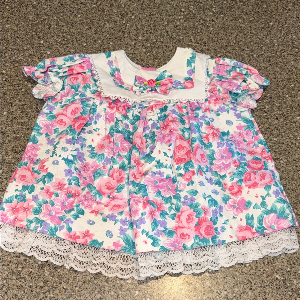 Vintage Bryan Floral Dress with Lace Detail